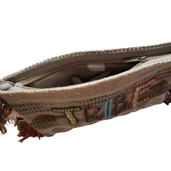 Ale by Alessandra tribe beaded jute clutch with fringe detail - Picture 4 of 10